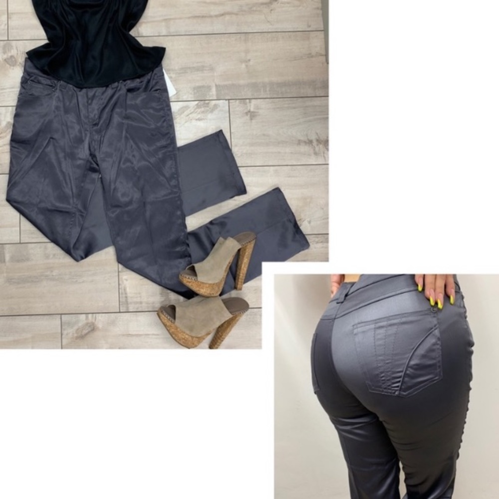 Modiva Grey Satin Silky Pants - Picture 4 of 7